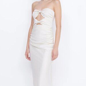 Bec + Bridge ROCHELLE TWIST STRAPLESS DRESS - Cream